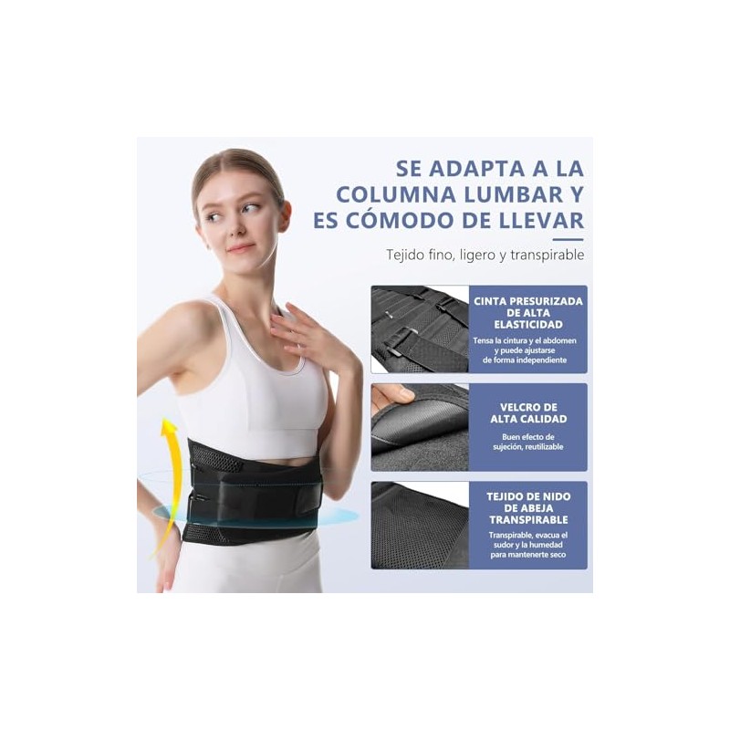 Soporte Lumbar para Hombre y Mujere,faja Lumbar de Doble Compresin