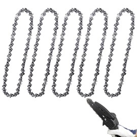 5pcs 6 Inch Mini Chainsaw Chain, Small Chainsaw Chain Replacement Saw Chain for Cordless Handheld Mini Chainsaws, Steel Chainsaw Blade for Tree Trimming (37 Drive Links)