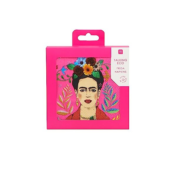 Pink Frida Kahlo Cocktail Napkins - Disposable Serviettes for Birthday,