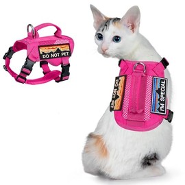 Large Tactical Cat Harness, Breathable Mesh Cat Walking Harness for Adult Fat Cats with Handle & Velcro, Adjustable Reflective Cat Vest Easy to Control