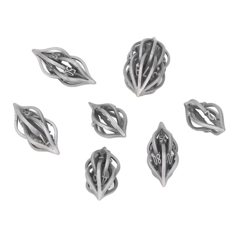 7pcs Hollow Metal Dice Set Retro Exquisite Polyhedral Dice Role