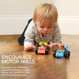 My First Racing Cars - Wooden Toy Cars, Racing Cars - Wooden Toys 1 Year Old and Toddler Toys - Fun Educational Small World Toys, Early Development & Activity Toys by Orange Tree Toys