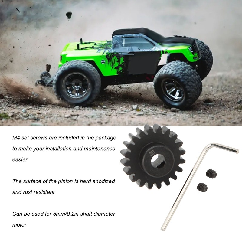 20T Pinion Gear with Set Screws Mod 1 5mm Shaft