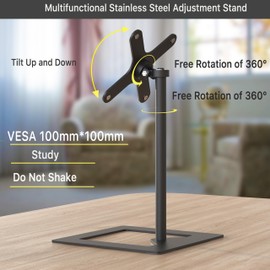 Single Monitor Stand for 13" - 23.8" Screens, Full Metal Brushed Craft, Independent Monitor Arm, VESA Monitor Desk Mount with Swivel, Tilt, Rotate, VESA 100x100