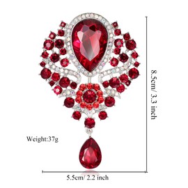 Red Rhinestone Brooch Pins Ladies Birthday Gift Women's Dress Decor Brooches Scarf Shawl Accessory Wife Wedding Anniversary Valentines Day Friend Families Christmas Elegant Lapel Pins (Type 11)