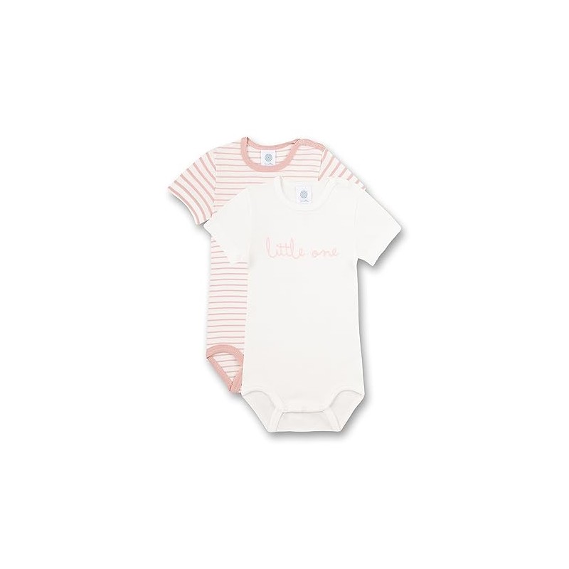 Sanetta Bodysuit Short Sleeve (Double Pack) White and Pink Striped
