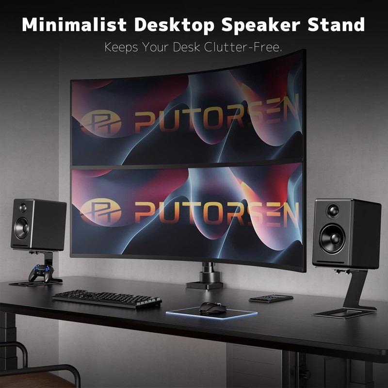 PUTORSEN Desk Speaker Stands,Desktop Speaker Stands for Most Small &