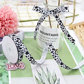 2 Rolls Leopard Print Cow Print Ribbon for Gift Wrapping Crafts Party Decoration Hair Bands 1cm