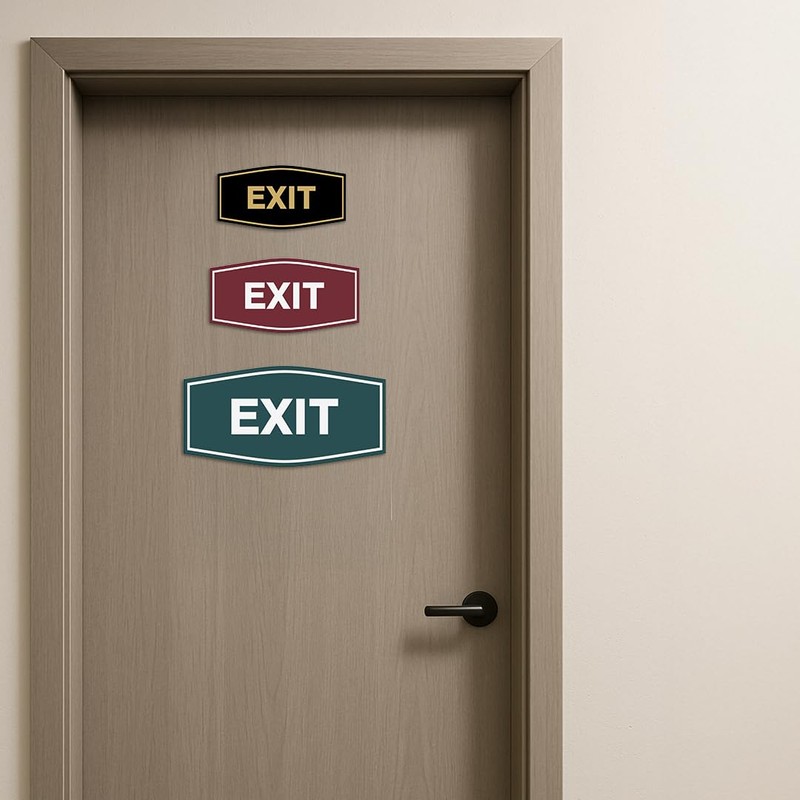 Fancy EXIT Sign (Black) - Large 1 Pack