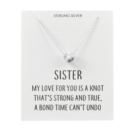 Philip Jones Sterling Silver Sister Quote Knot Necklace
