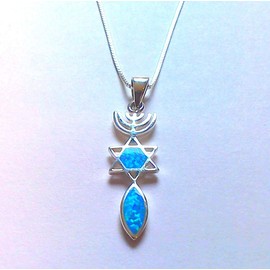 LION OF JUDAH MARKET 925 Silver Pendant Necklace Messianic Menorah David Jesus Opal