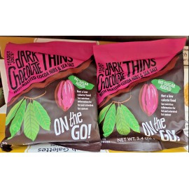 Trader Joe's Dark Chocolate Thins Roasted Cocoa Nibs & Sea Salt 3.4oz (2 Bags)