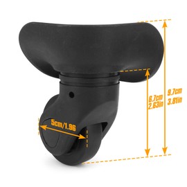 Volein 1 Pair Suitcase Replacement Wheels Black Luggage Wheels Replacement Suitcase Caster Wheels with 4 Screw Holes(VX-01)