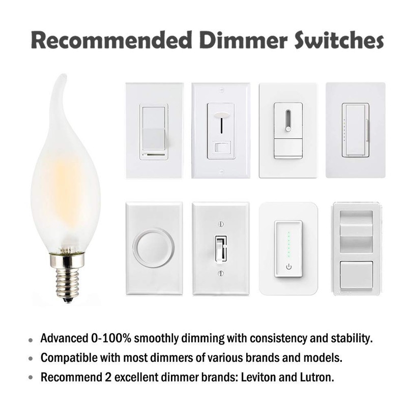 OPALRAY C35 4W(40W Incandescent Equivalent) LED Candelabra Bulb, Dimmable, Warm