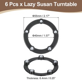 uxcell 6Pcs 2 Inch Rotating Swivel Stand with Steel Ball Bearings, Lazy Susan Base Turntable Bearing Plate Round Table Swivel Base for Home Kitchen, Black, 5 Balls