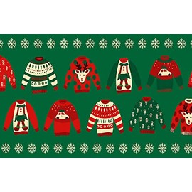 Ugly Sweater Party Christmas Placemats for Christmas Table Decorations, Table Setting and Tablescapes, Dining Table Mats Pak of 25, Made in USA