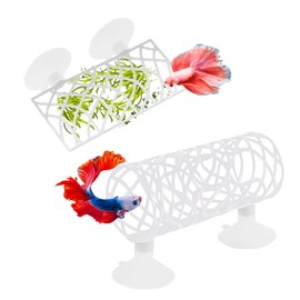 Swirge Betta Fish Tube Tunnel Toy, Betta Fish Tank Accessories Decorations, Betta Hammock Bed, Shrimp Guppies Hideout (White)