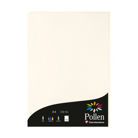 Clairefontaine 56000C - Case of 50 Sheets - A4 Format (21x29.7cm) - 120g/m² - Natural White Color - Invitation Paper for Events and Correspondence - Pollen Range - Premium Paper