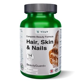 Hair Skin and Nails Vitamins | Biotin Supplements with Hyaluronic Acid MSM Silica Selenium Zinc Supplements Biotin Hair Growth Vitamins Beauty Formula Hair Vitamins Nail Care Hair Repair Multivitamin