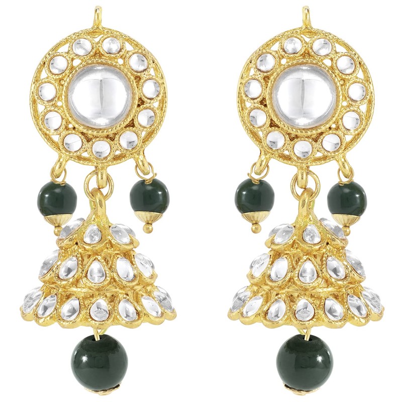 Aheli Trendy Gold Plated Green Kundan Pearl Gargantilla Collar con