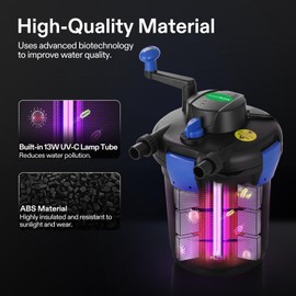 VIVOGROW Bio Pressure Pond Filter, with 13W UV-C Light, 1050 GPH Suitable for Koi Ponds up to 500 Gallons or Landscape Pools up to 1050 Gallons