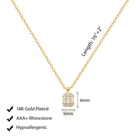 Luxval Gold Necklace Dainty Gold Plated Diamond Pendant Necklaces Simple CZ Solitaire Necklace Cute Gold Cubic Zirconia Choker Necklaces for Women Trendy Girls Gold Jewelry Gift