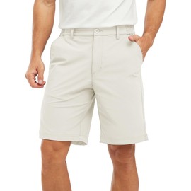 TBMPOY - Pantalones cortos de golf para hombre, de 9 pulgadas, cintura elástica, de secado rápido, con 5 bolsillos, Blanco, 34 Regular