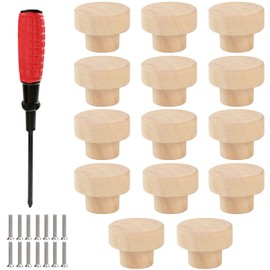 Sunshine smile Furniture Knobs, Pack of 14 Furniture Knobs, Cabinet Knobs, Wooden Drawer Handles, Wooden Door Drawer Handles, Wooden Knobs for Cabinets and Drawers, Round, Wood, 30 x 25 mm