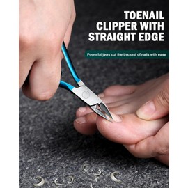 FVION Nail Nippers for Toenails Professional with Straight Blade - Nail Nippers Corner Pliers Foot Care Pointed Toenail Pliers for Ingrown Toenails and Fingernails (Blue)