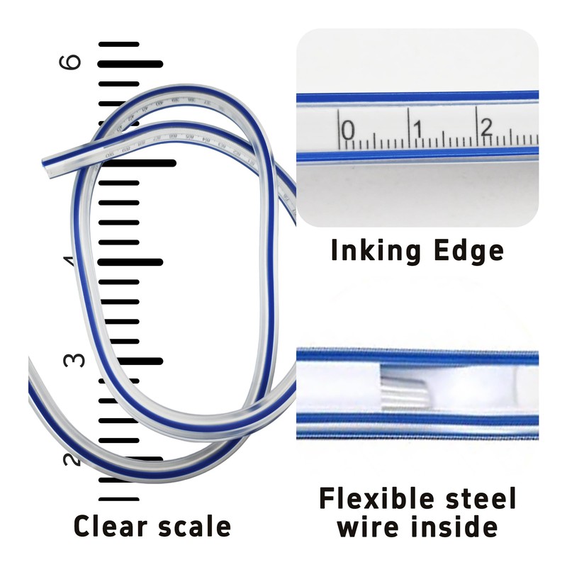 AUXBC 36 Inch Flexible Curve Ruler Graduated Rulers with Inking