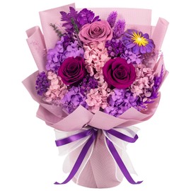 Flowers for Delivery Prime,Preserved Flowers Bouquets,Real Deep Purple Rose Bouquet That Last 3-5 Years,Gift for Her: Valentine's Day Mother's Day Birthday Christmas Anniversary Day