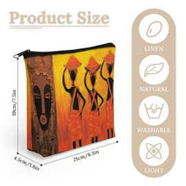 Oil Painting African Art Ethnic Tribe Lady Cosmetic Bag Western Gifts Western Stuff Makeup Bag Gifts for Women Girls Daughter Sister Bestie Graduation Birthday Christmas Nurse Mothers Day Travel