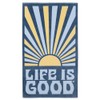 Life is Good. Retro Sunburst One Size Beach Towel, Smoky