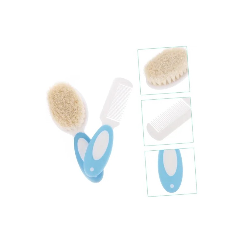 Juego De Peine Y Cepillo Para Bebés, Cerdas Naturales Suaves
