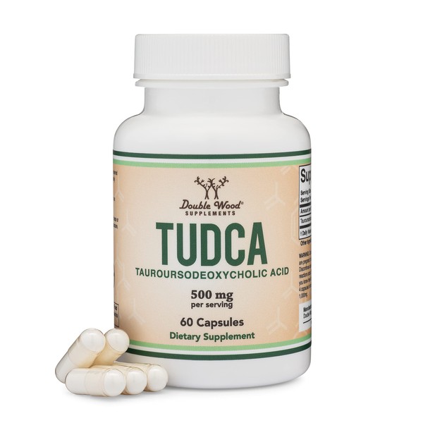 TUDCA Bile Salts Liver Support Supplement, 500mg Servings, Liver and Gallbladder Cleanse Supplement (60 Capsules, 250mg) Genuine Bile Acid TUDCA with Strong Bitter Taste by Double Wood