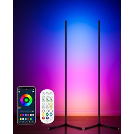 CCACC CCACC 2PCS Corner Floor Lamp, 65" Smart RGB Color Changing LED Floor Lamp with APP and Remote Control, Modern Mood Lighting Corner Lamp with Music Sync, DIY Mode & Timing for Living Room Gaming Room