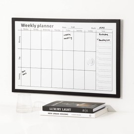 Navaris Weekly Planner White Board - 24" x 36" Magnetic Dry Erase Whiteboard Calendar with 7-Day Week Plan for Wall - Includes Markers and Magnets