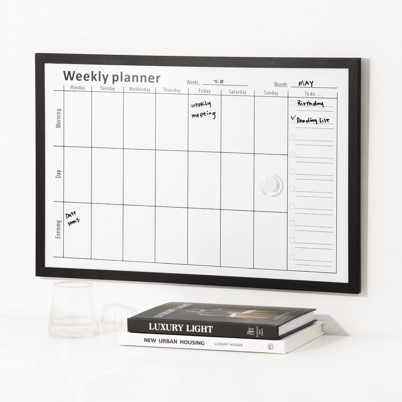 Navaris Weekly Planner White Board - 24" x 36" Magnetic