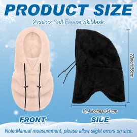 Jeere 2 Pcs Hood Fleece Balaclavas for Women Winter Face Mask Thermal Face Cover Hat Neck Warmer Scarf Adjustable for Cold Weather