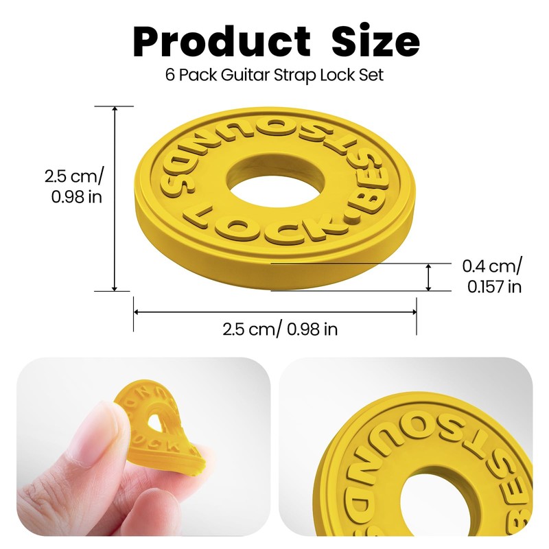 Guitar Strap Blocks, 6PCS Premium Silicone Safety Locks (Olive)