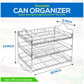 Utopia Kitchen Storage Can Rack Organizer, Stackable Can Organizer Holds Upto 36 Cans for Kitchen Cabinet or Pantry (Chrome)