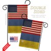 Nationality Ukraine US Friendship Burlap Garden Flag Set with Stand