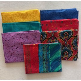 Fat Quarter Bundle of 7 Colorful Group of Fabrics