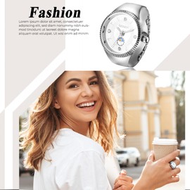 JewelryWe Women's Ring Watch Finger Watch Analogue Quartz Watch Elastic Ring Band Watch Ring Gift for Girls Black White Red Pink, Triangle Scale - Silver