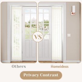 HOMEIDEAS Non-See-Through Sidelight Curtains for Front Door, Privacy Semi Sheer Door Window Curtains, Rod Pocket Light Filtering French Door Curtains with Tieback, (1 Panel, Ivory, 26W X 72L)