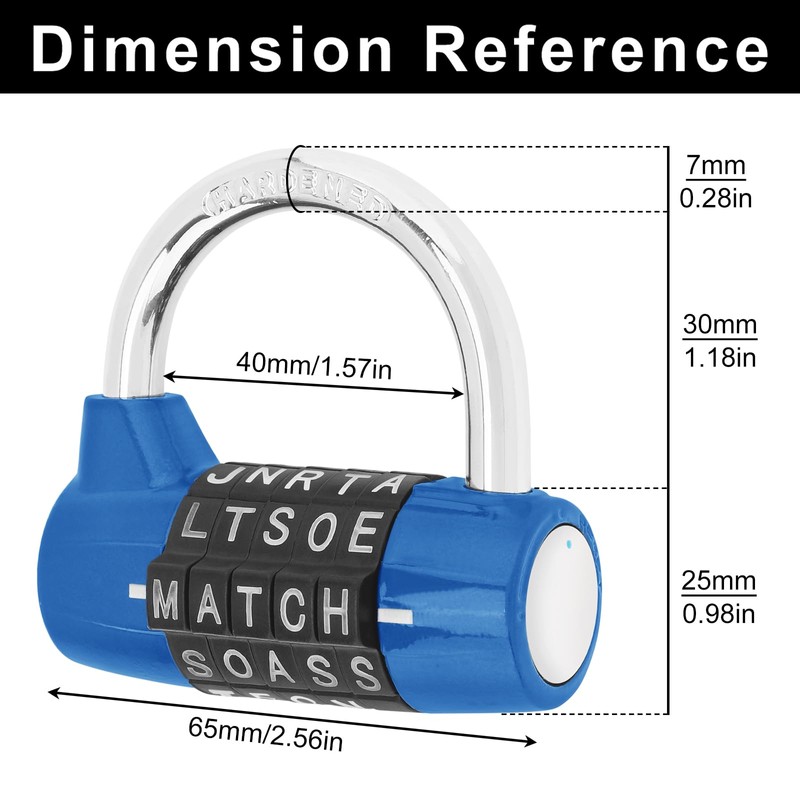 HOJLKLD Gym Locker Lock 5 Letter Word Lock Safety Padlock