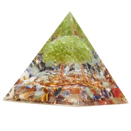 Nupuyai Crystal pyramid tree of life gemstone pyramid decoration for yoga meditation, room, living room, feng shui decoration