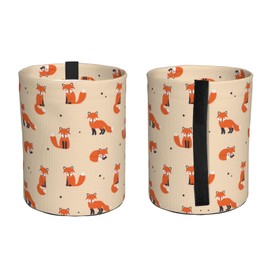 GYLILI Vintage Cute Little Red Fox Car Trash Can Leak Proof Hanging Waterproof Garbage Can Multipurpose Trash Bin for Car SUV Front Seat Headrest Collapsible and Portable Storage Pocket