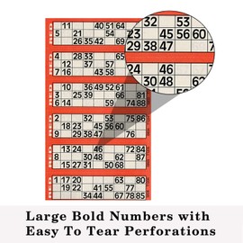 JMS we create smile (𝐒𝐞𝐭 𝐨𝐟 𝟏𝟎 Bingo Tickets 1-480 Numbered Bingo Book 6 to View - Bingo Flyer Tickets, Christmas Party Family Bingo Night (Red)