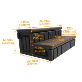 KUAFU Universal Spa Hot Tub Step with Storage Outdoor Indoor Compartment Spa 2-Step Stool Pool Ladder Plastic Handi Step Slip Resistant Striped Brown+Black